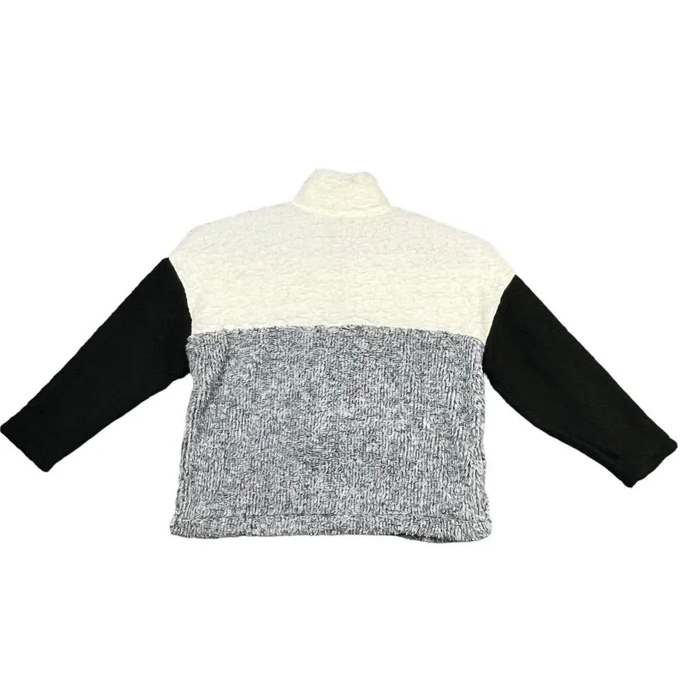 True Craft Womens Sherpa Pullover Sweater Size 1X‎ Black Gray Warm & Comfy